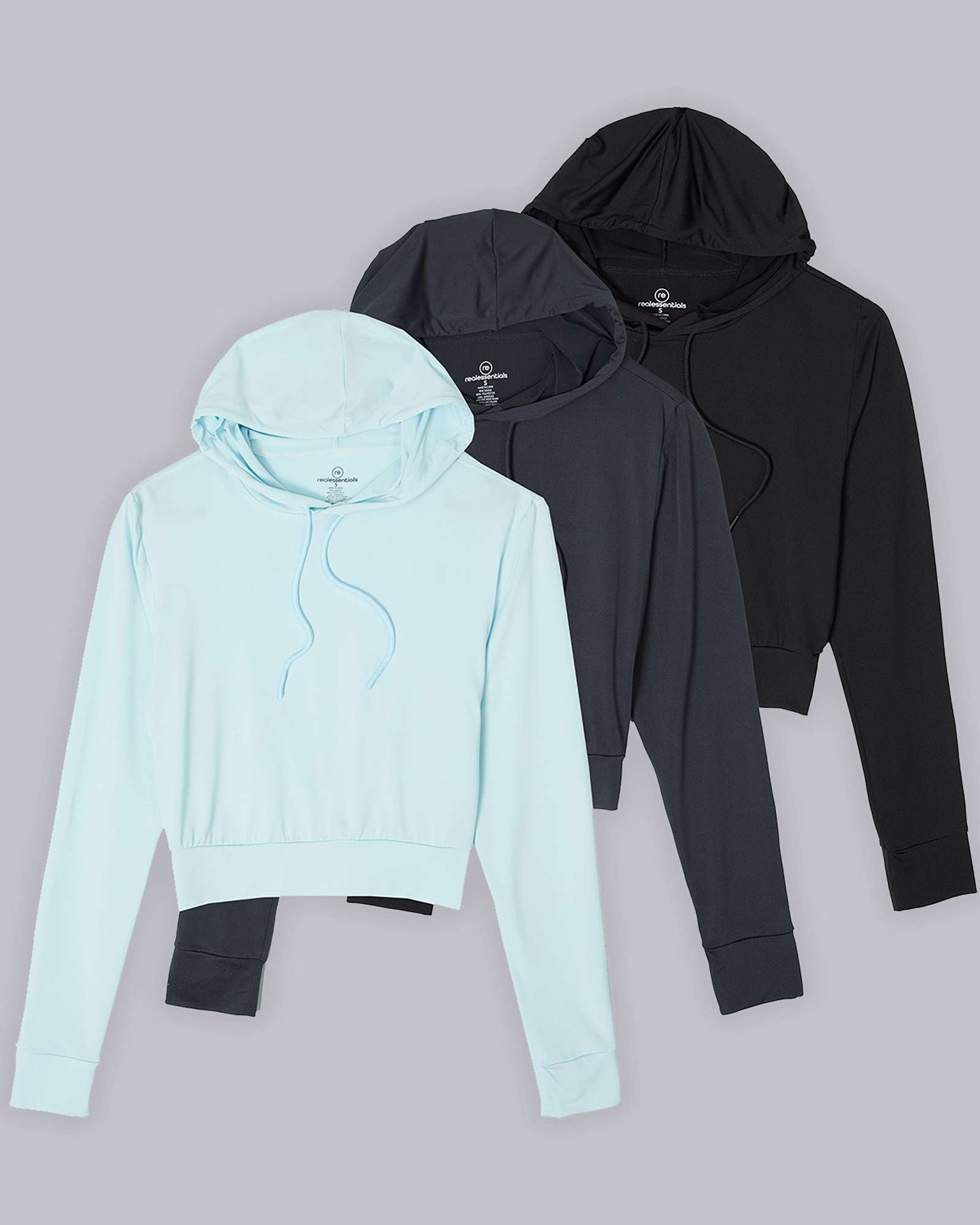 3 Pack: Women's Long Sleeve Cropped Hoodie