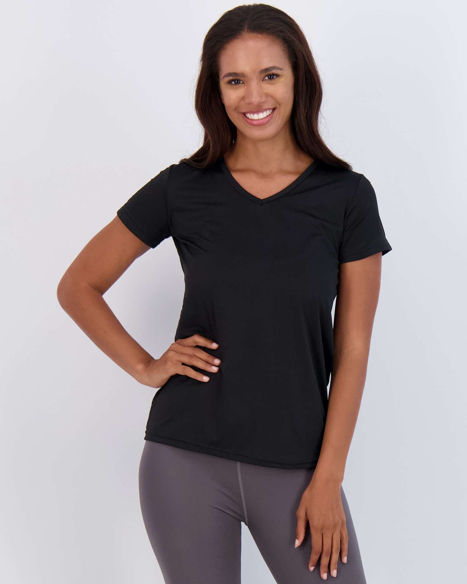 5 Pack: Womens Short Sleeve Dry-Fit V-Neck T-Shirt