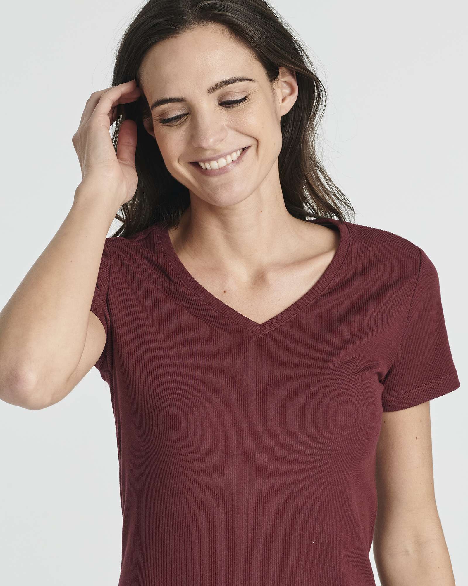 3 Pack: Women's Ribbed Knit Short-Sleeve V-Neck Swing Dress