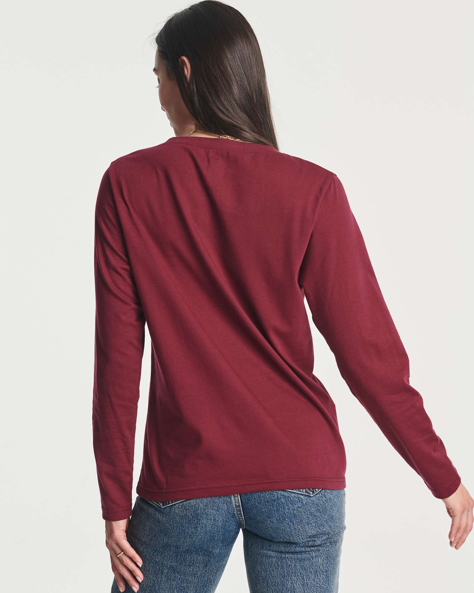 4 Pack: Women's Cotton Classic-Fit Long-Sleeve Crewneck T-Shirt (Available in Plus Size)