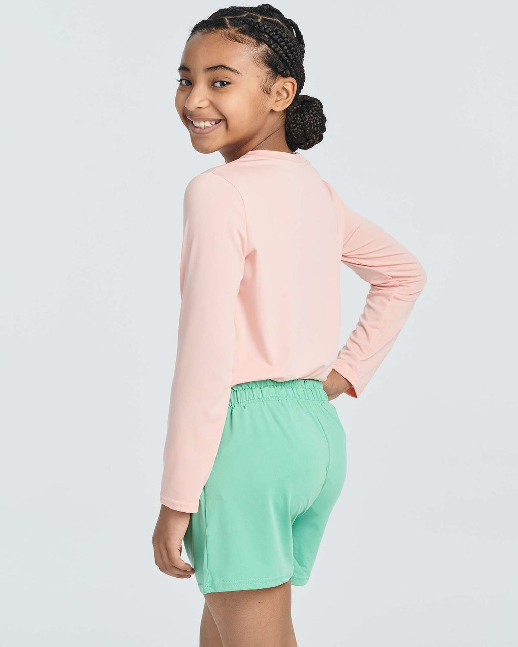 4 Pack: Girls Dry-Fit Long Sleeve Active Crew Neck T-Shirt