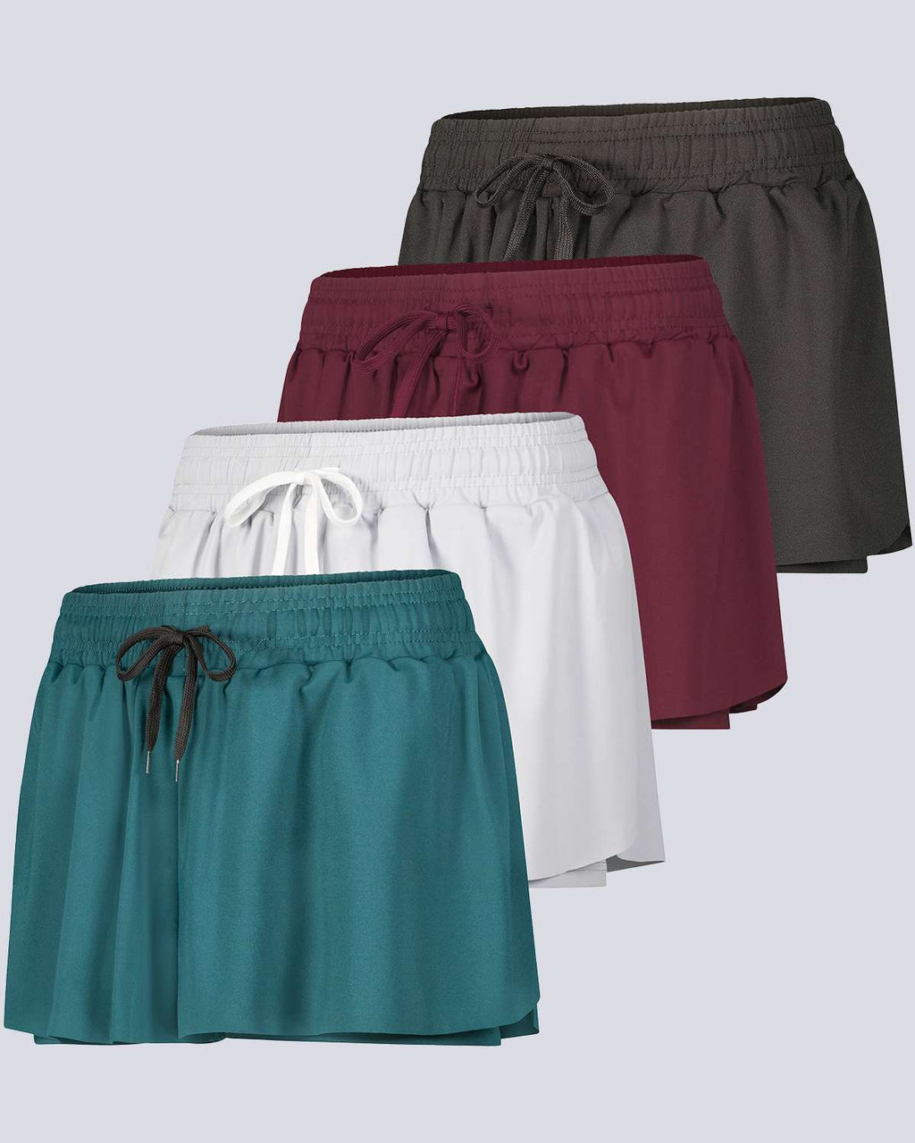 4 Pack: Womens Flowy Dry Fit Running Short - Gym Yoga Workout Summer Shorts (Available In Plus Size)