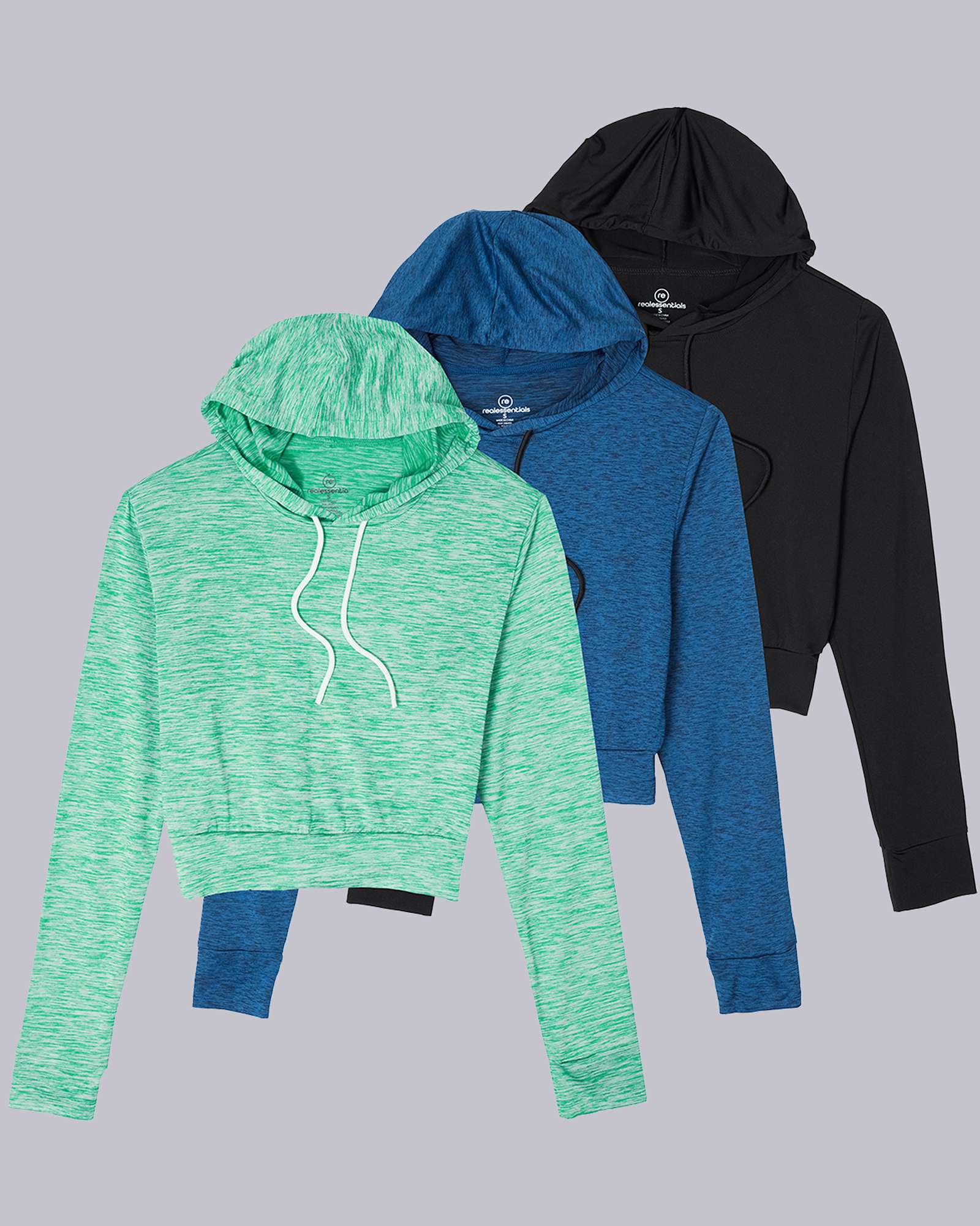 3 Pack: Women's Long Sleeve Cropped Hoodie