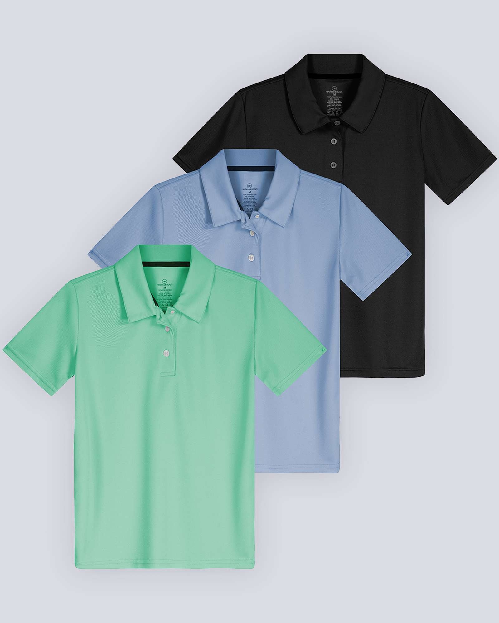 3 Pack: Girls' Short Sleeve Performance Polo
