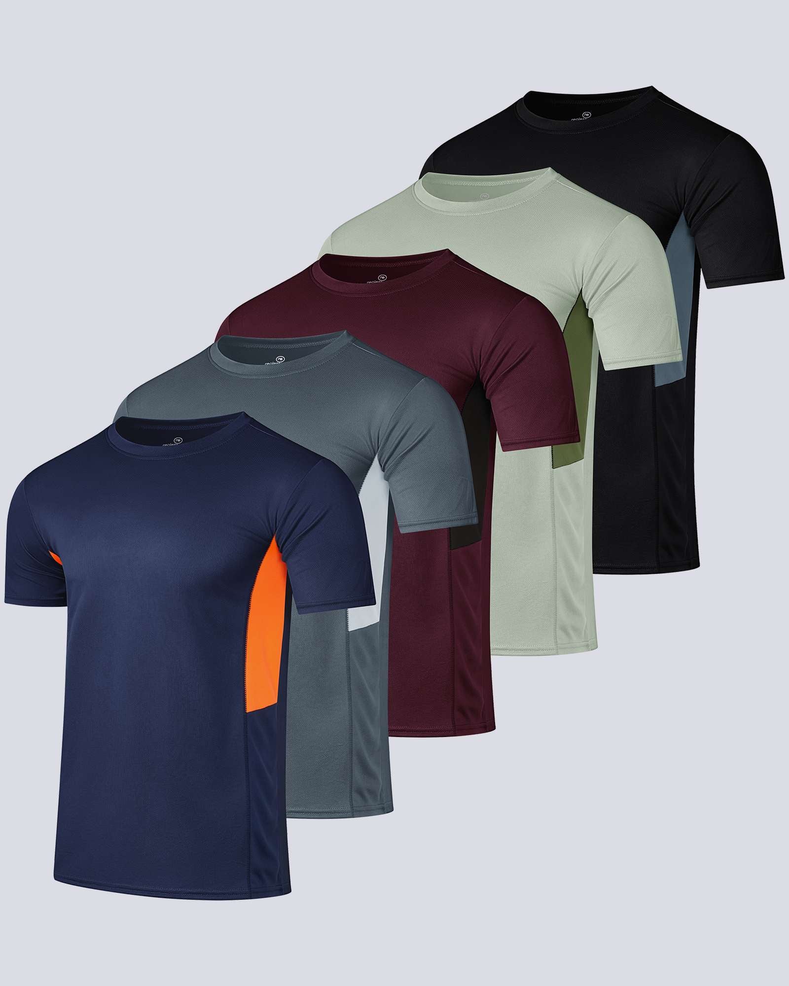 5 Pack: Men’s Active Quick Dry Mesh Crew Neck T Shirts Athletic Short Sleeve Tee (Available In Big & Tall)