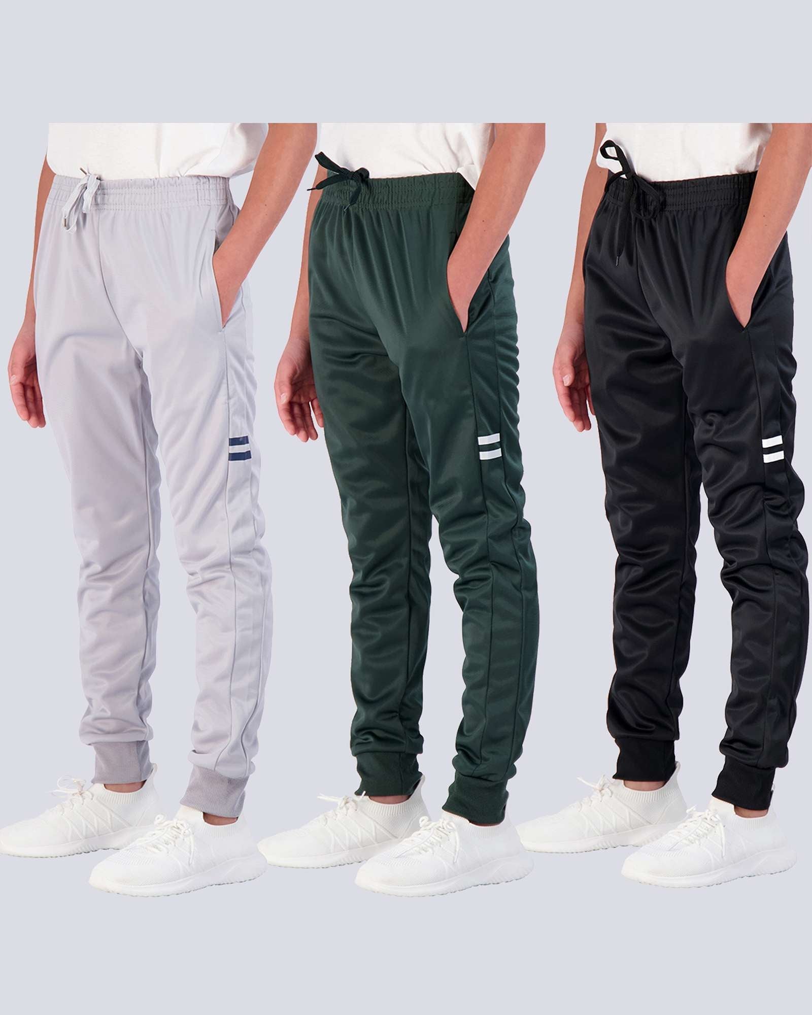 3 Pack: Boys Active Fleece-Lined Tricot Jogger Sweatpants