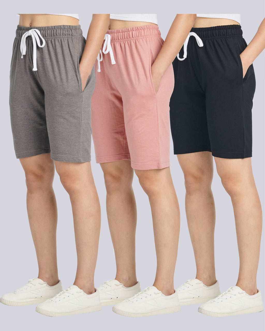 3 Pack: Womens French Terry 9" Bermuda Shorts