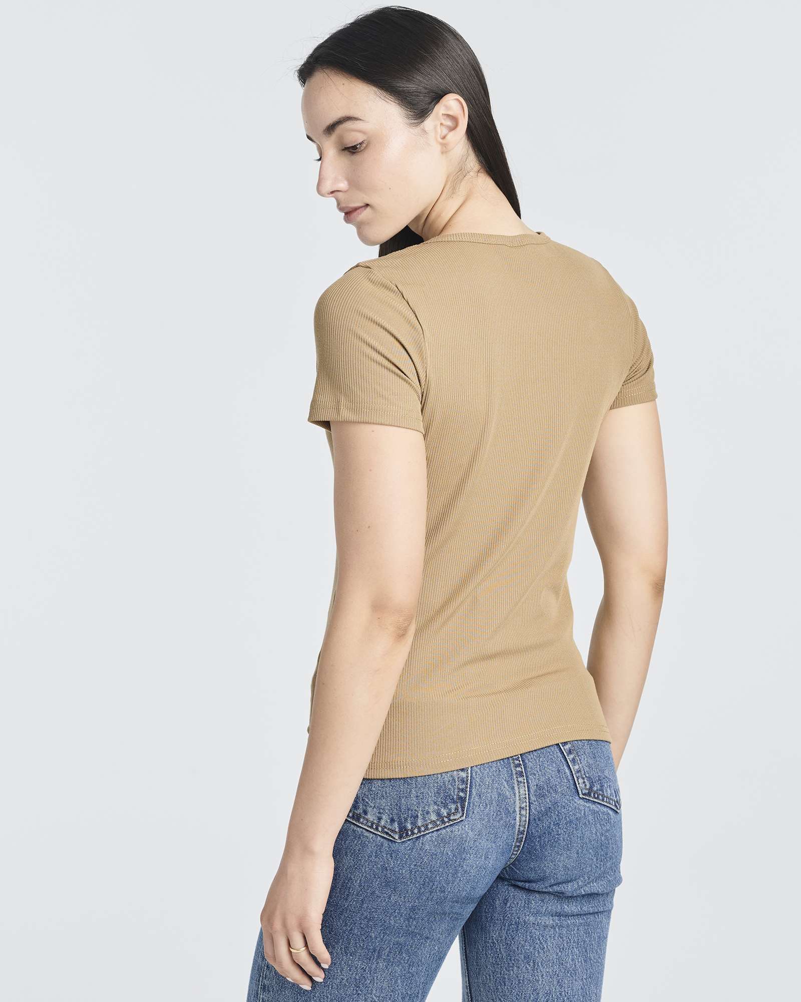 4 Pack: Women's Ribbed Knit Short Sleeve T-Shirt (Available in Plus)