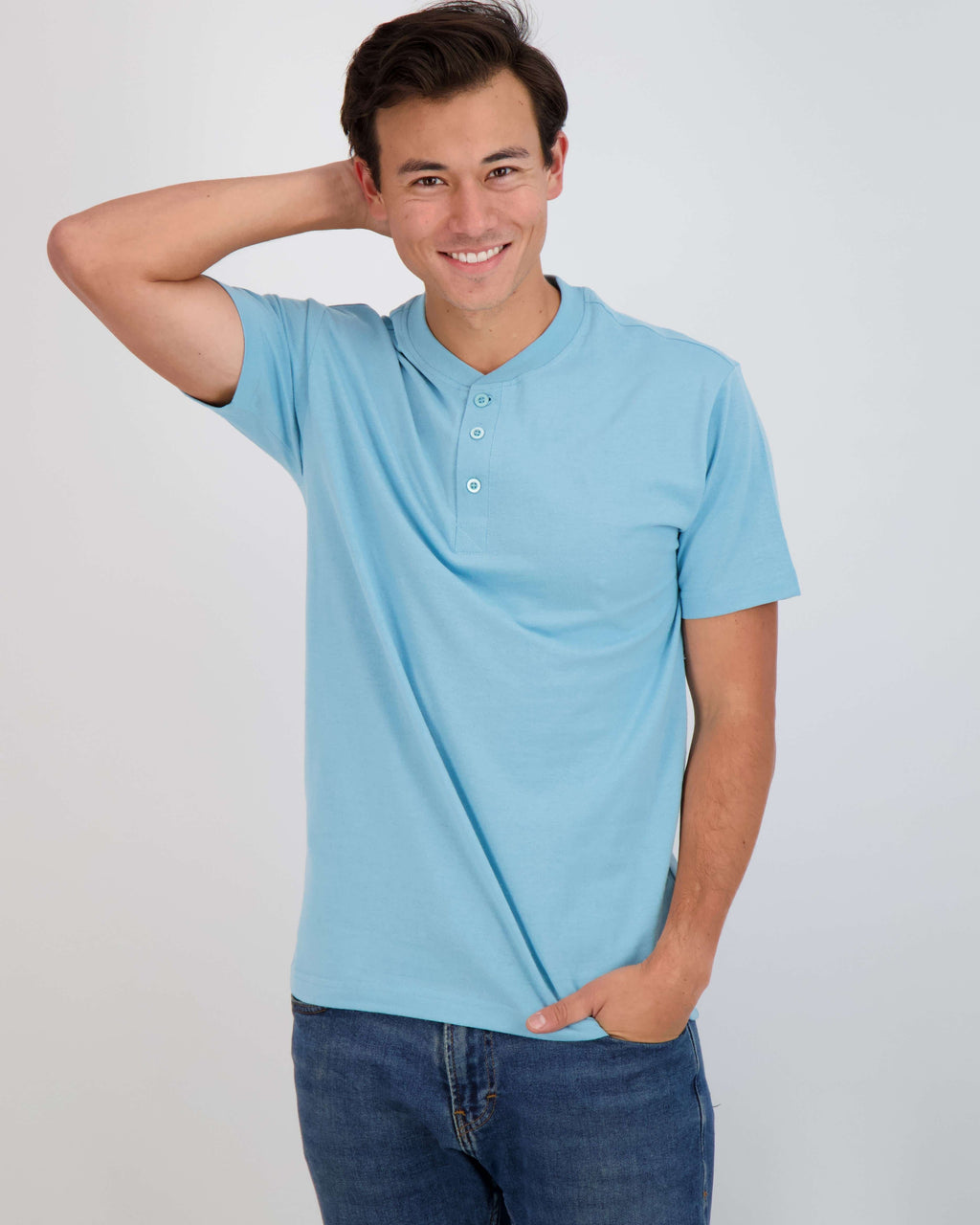 3 Pack: Mens Cotton Short Sleeve Henley T-Shirt