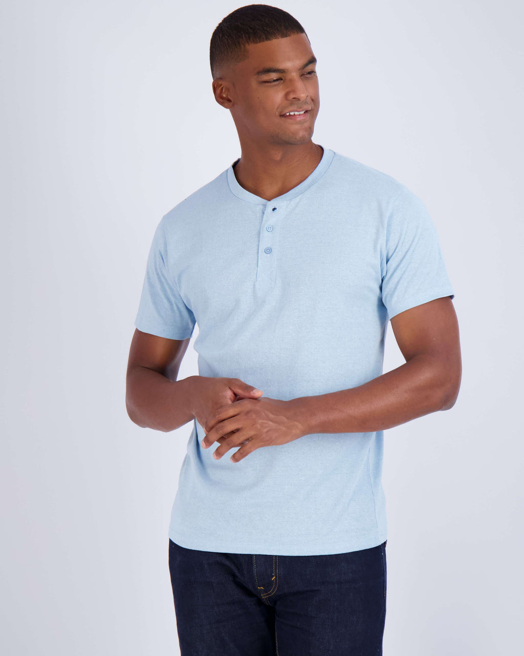 3 Pack: Mens Cotton Short Sleeve Henley T-Shirt