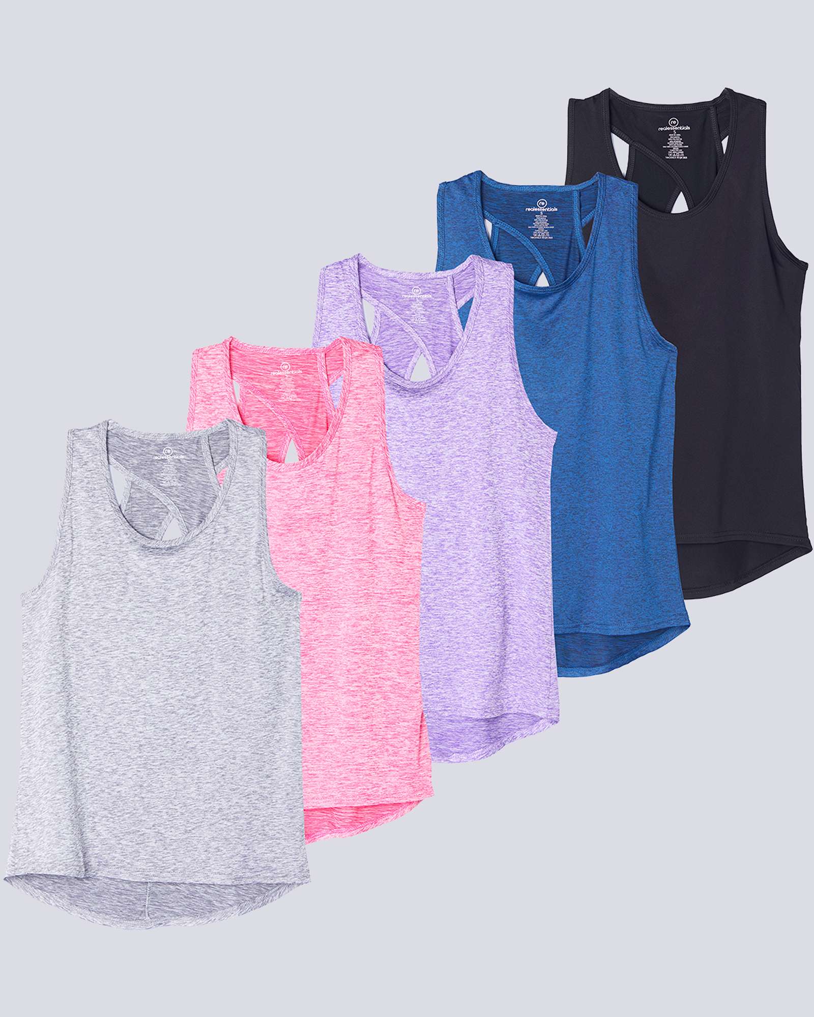 5 Pack: Women's Crossback Workout Tank Top