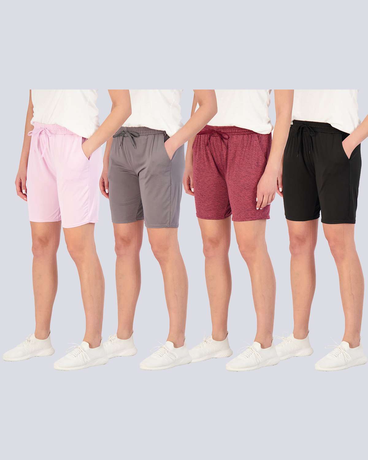 4 Pack: Womens Dry-Fit 7" Bermuda Shorts