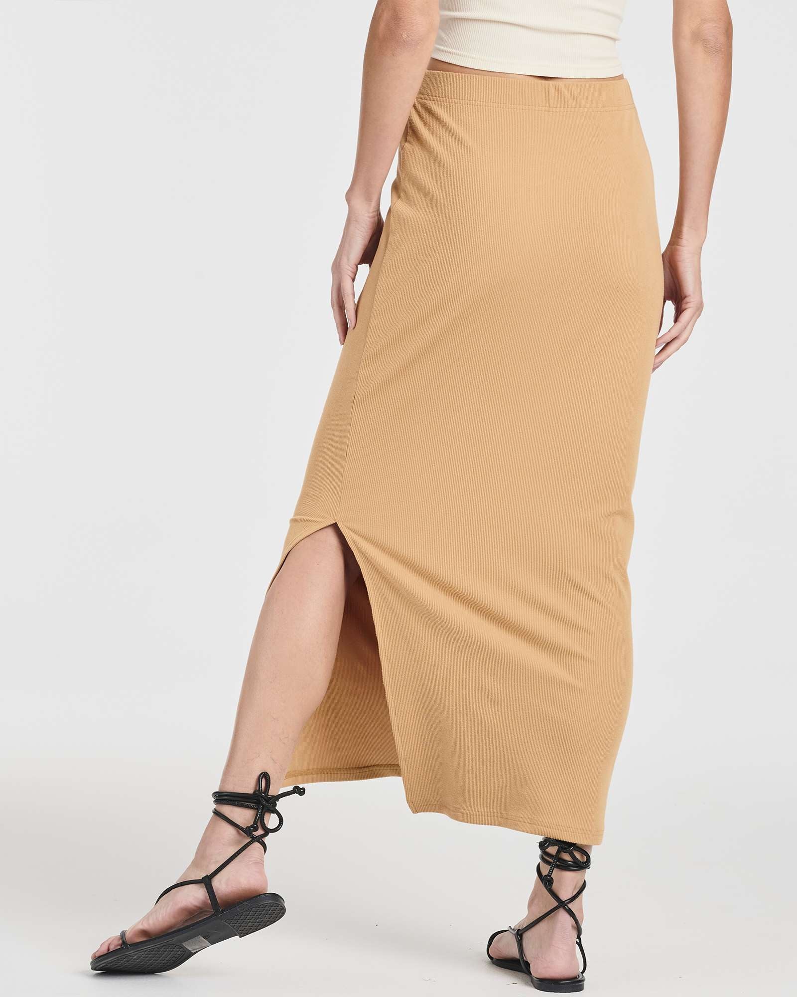 3 Pack: Women's Ribbed High Waisted Maxi Skirt