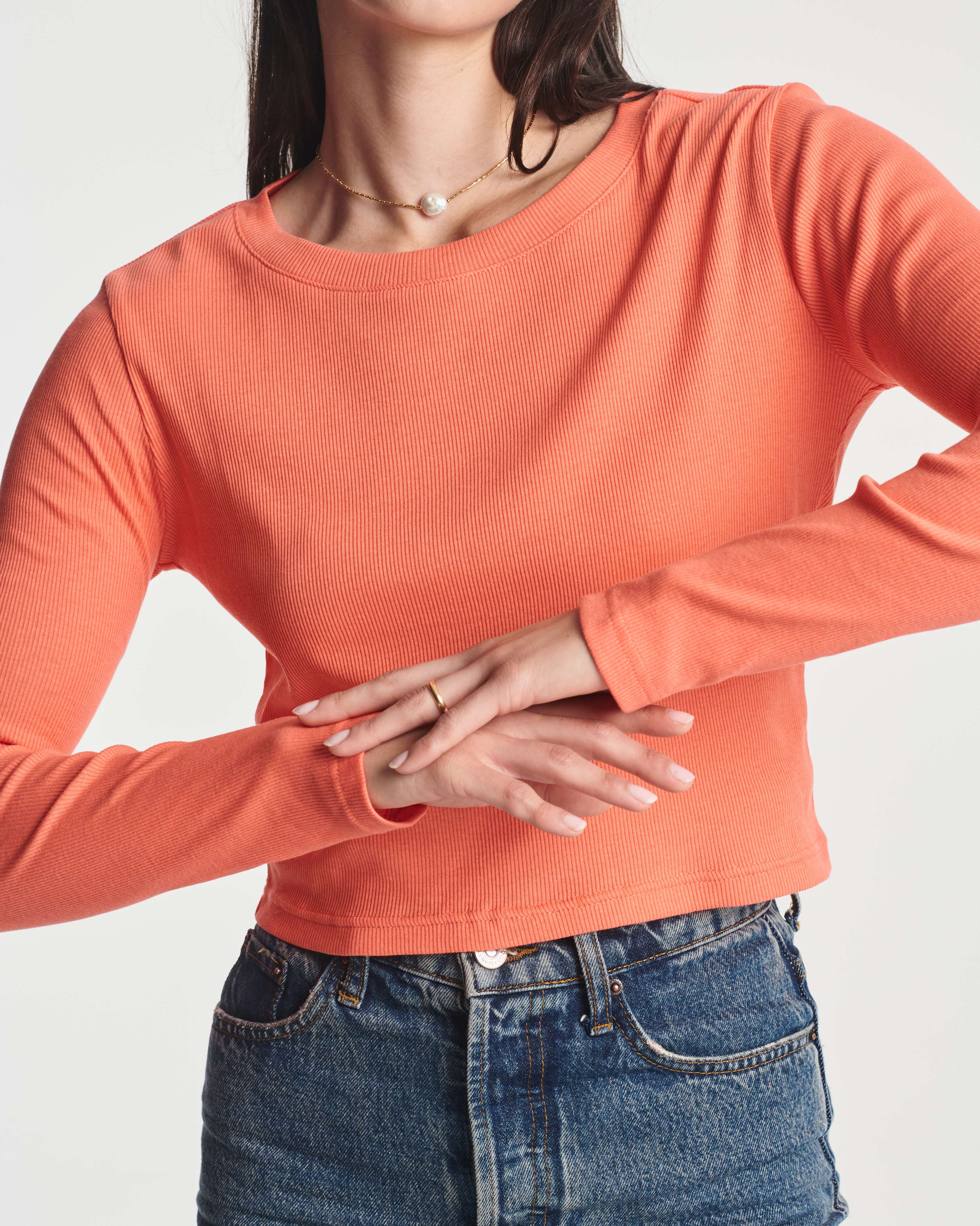 4 Pack: Women's Long Sleeve Ribbed Knit Crop Top (Available in Plus Size)
