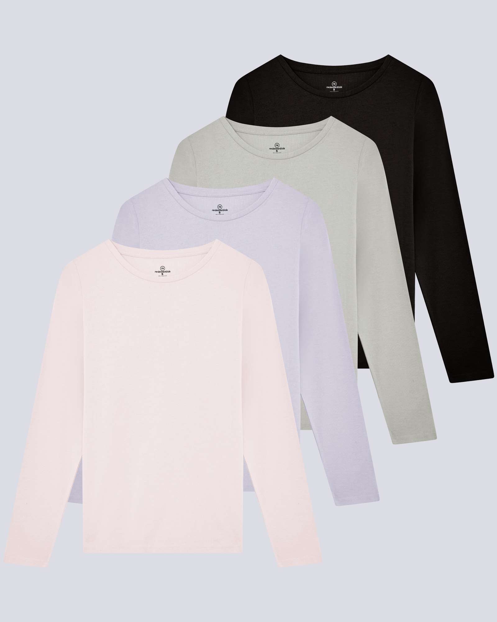 4 Pack: Women's Cotton Classic-Fit Long-Sleeve Crewneck T-Shirt (Available in Plus Size)