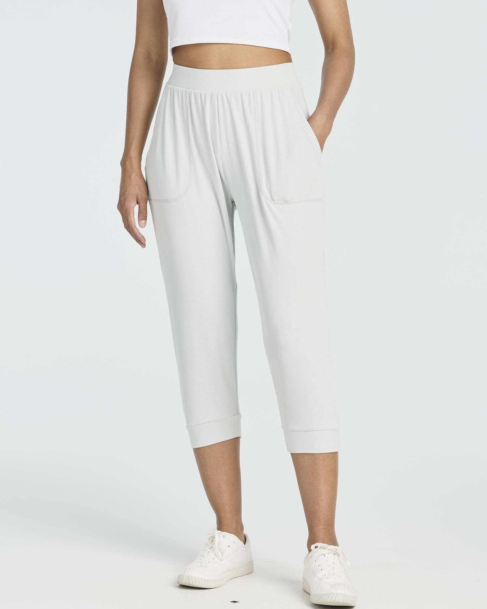 3 Pack: Women's Ribbed Capri Jogger Lounge Sweatpants