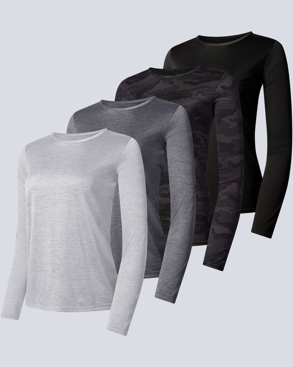 4 Pack: Womens Dry-Fit Active Long-Sleeve T-Shirt