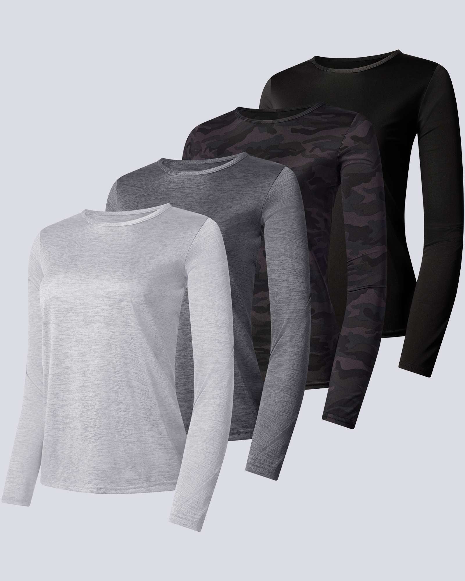 4 Pack: Womens Dry-Fit Active Long-Sleeve T-Shirt