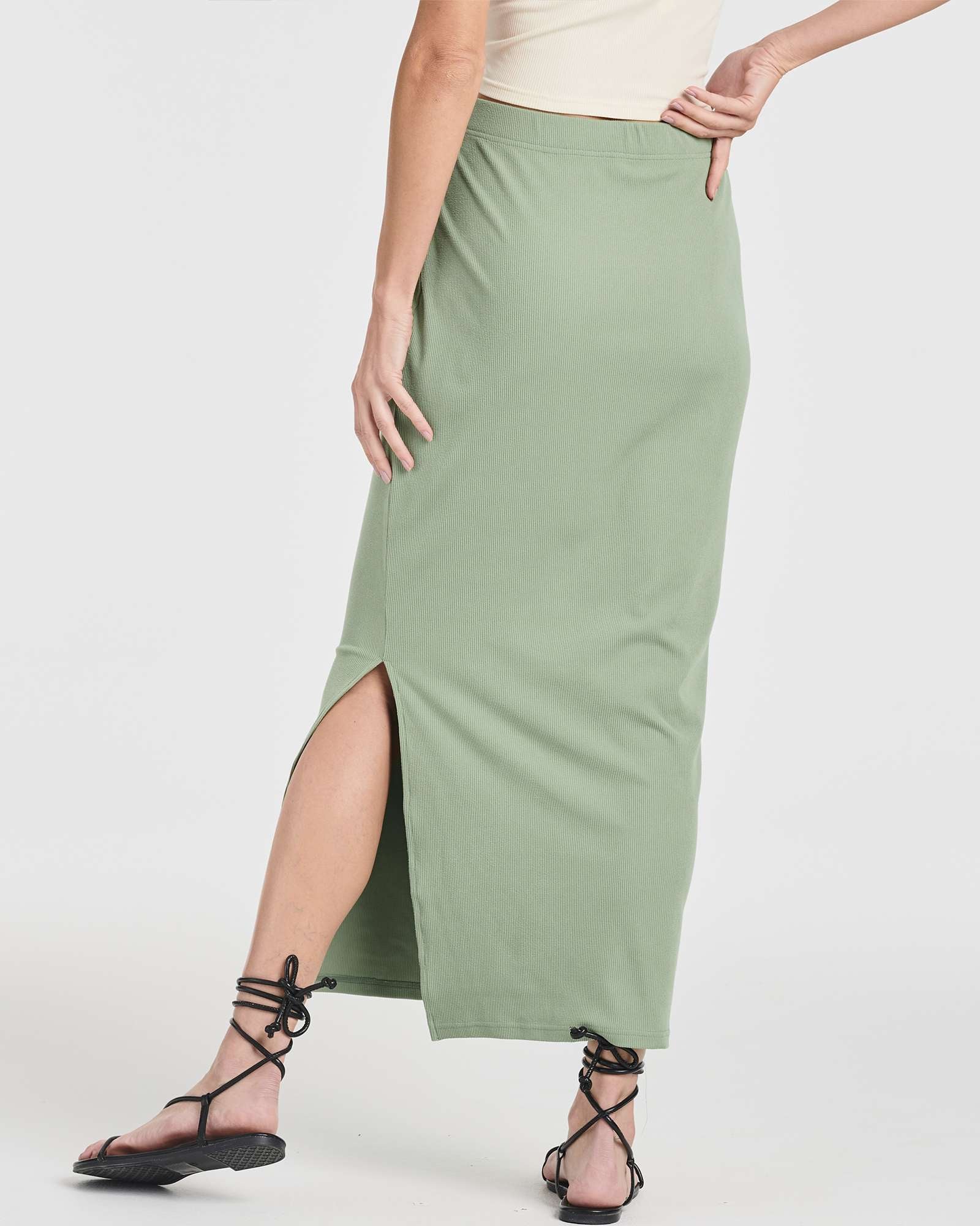 3 Pack: Women's Ribbed High Waisted Maxi Skirt
