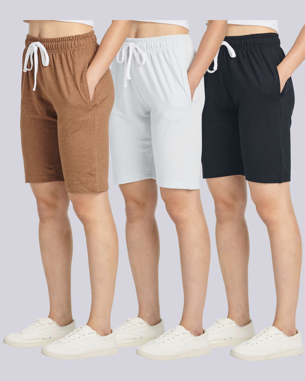 3 Pack: Womens French Terry 9" Bermuda Shorts