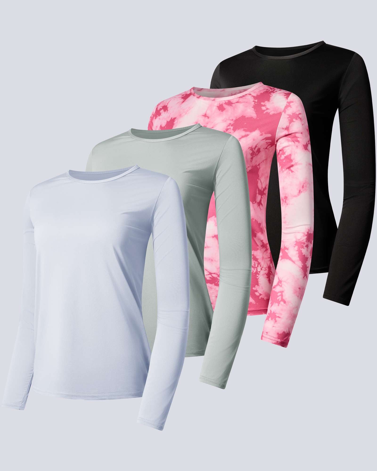 4 Pack: Womens Dry-Fit Active Long-Sleeve T-Shirt