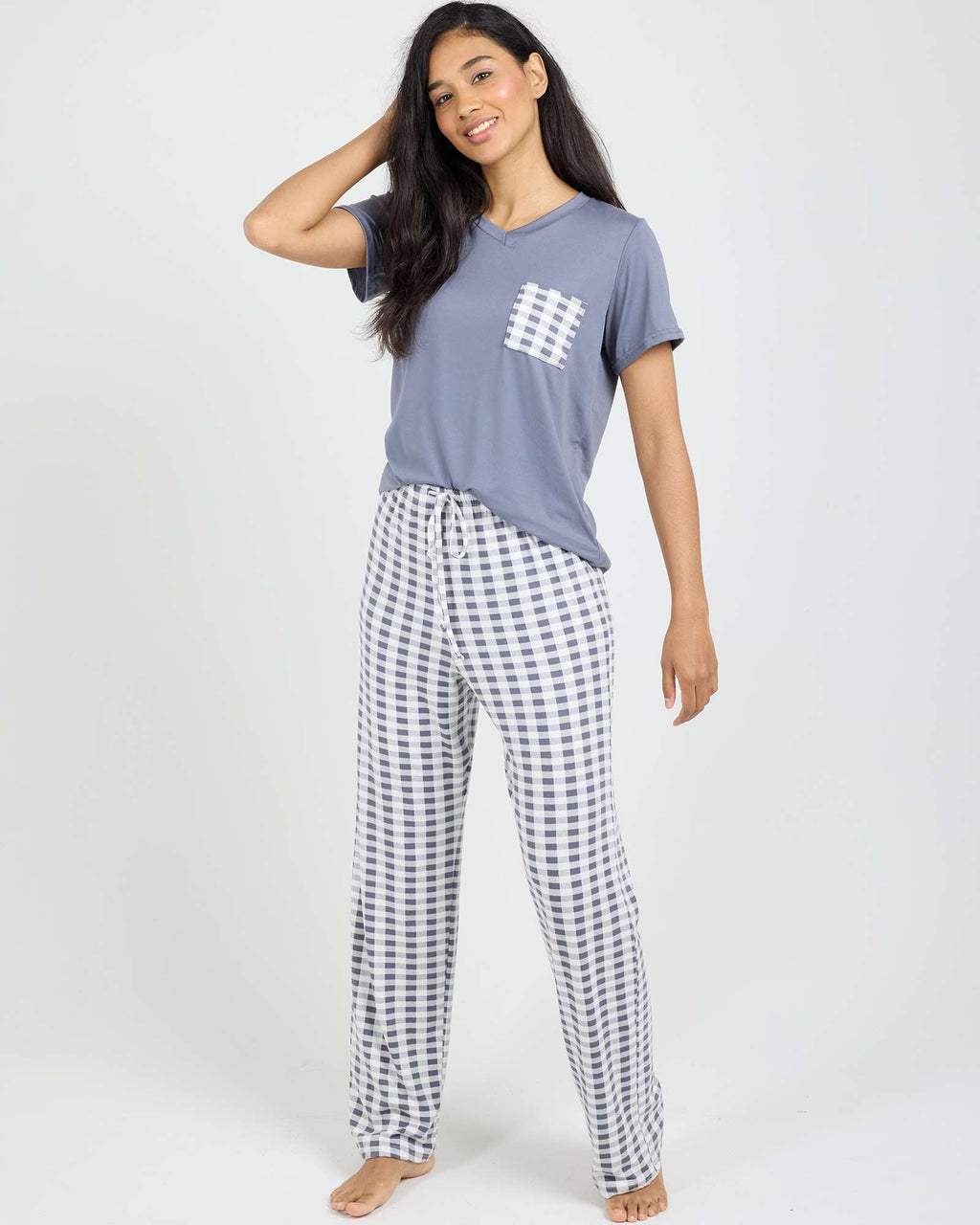 2 Pack: Women’s Pajama Set Super-Soft Short Sleeve V-Neck Top With Pants (Available in Plus Size)