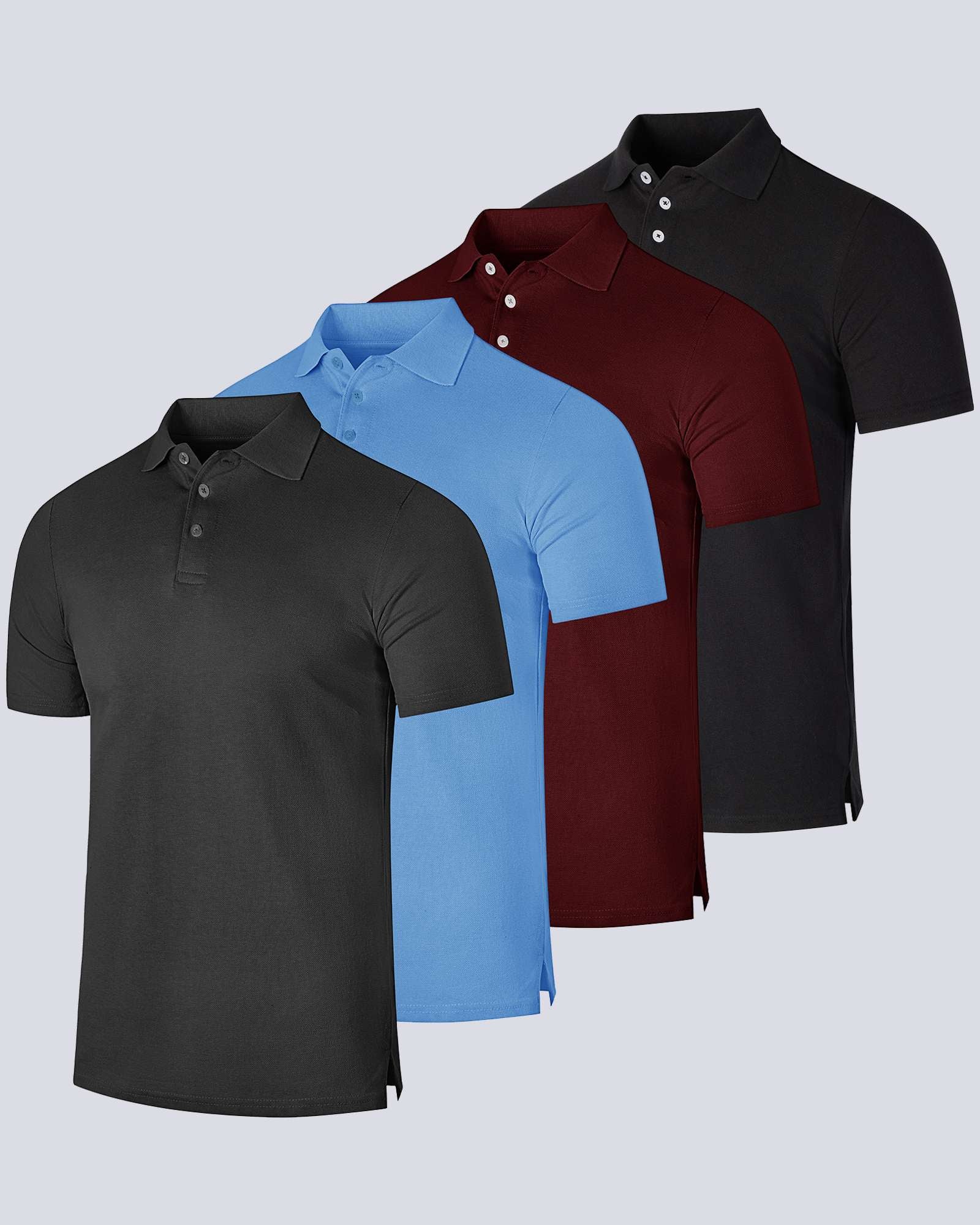 4 Pack: Men's Cotton Pique Short Sleeve Polo Shirt - Performance Polo (Available In Big & Tall)