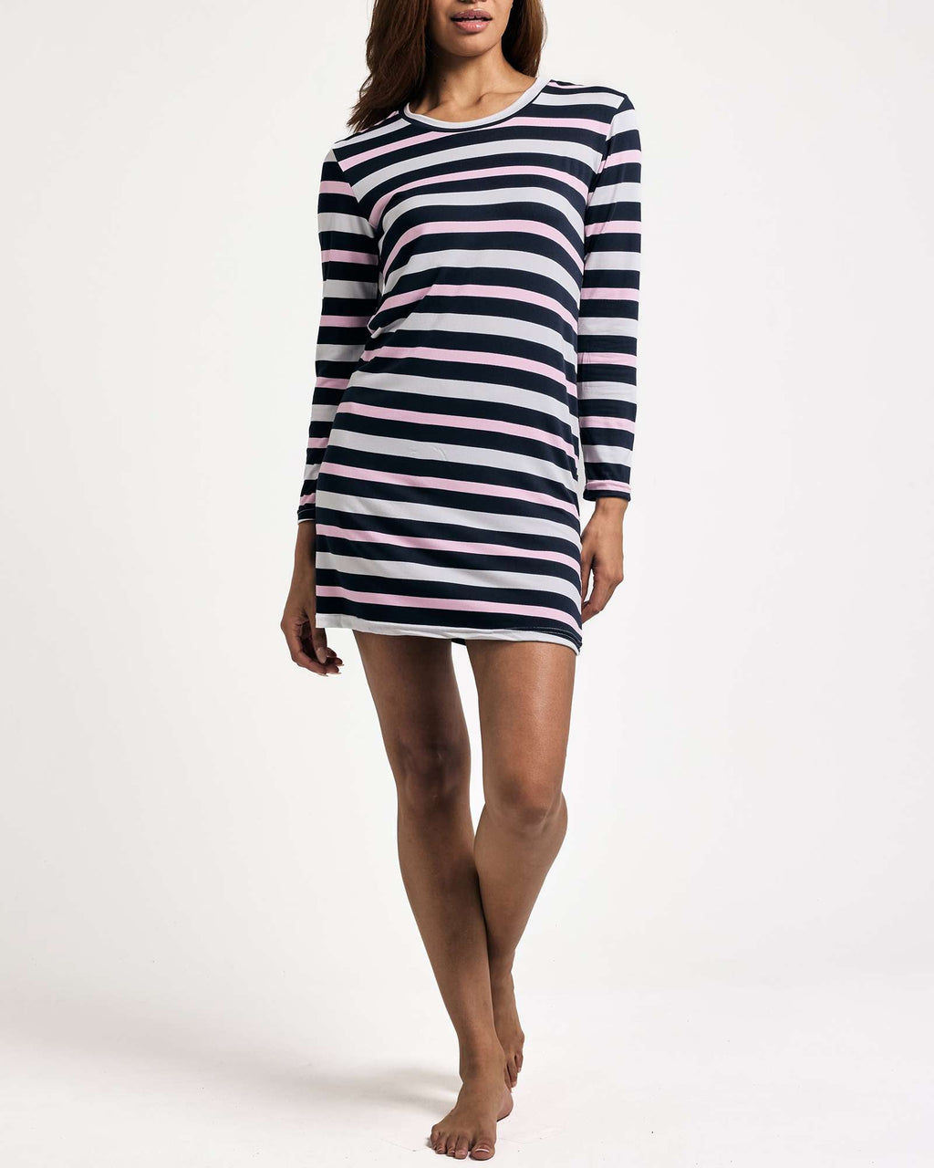 3 Pack: Womens Long Sleeve Ultra-Soft Nightshirt Sleep Dress