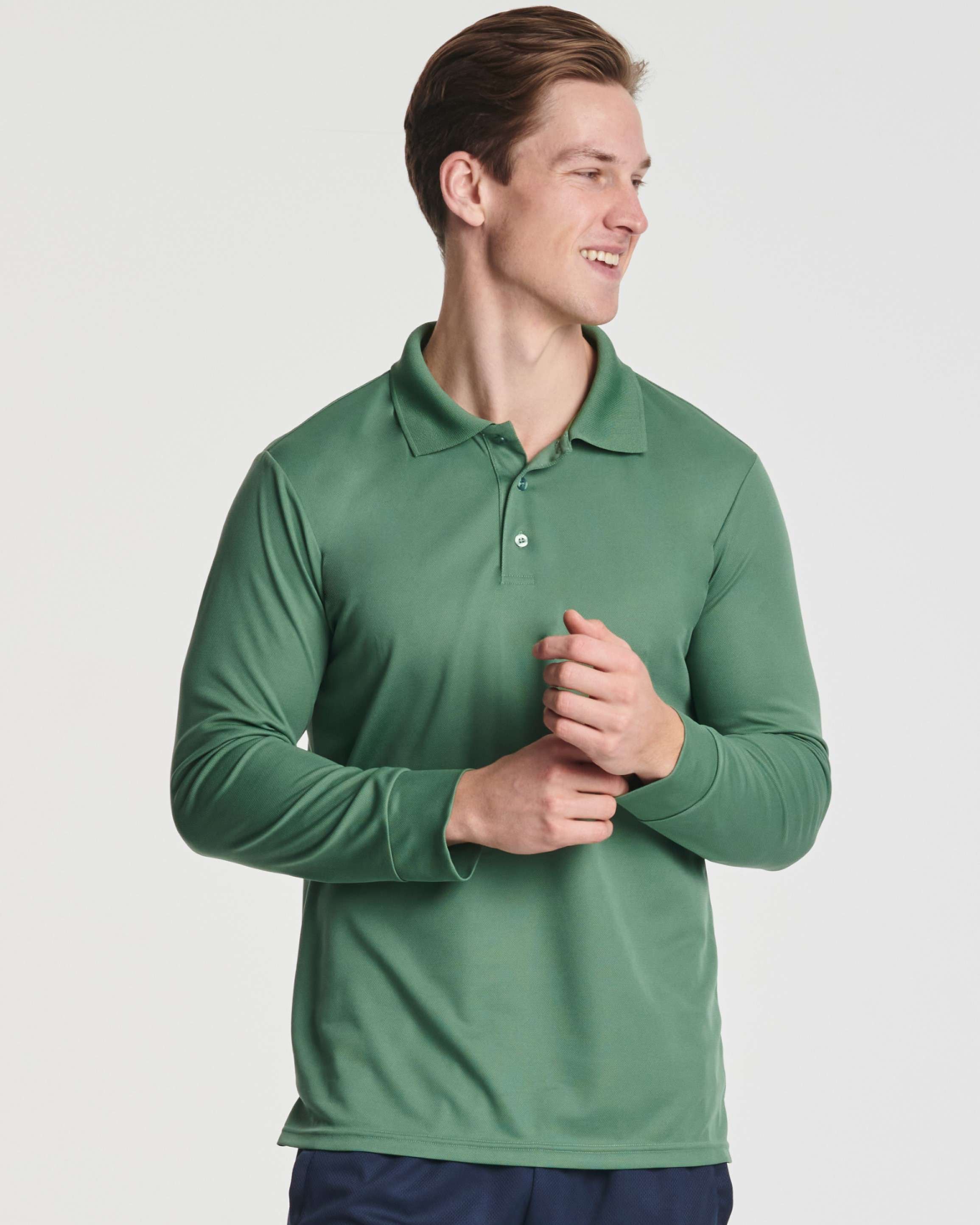 3 Pack: Men's Dry Fit Long-Sleeve Polo Shirt (Available in Big & Tall)