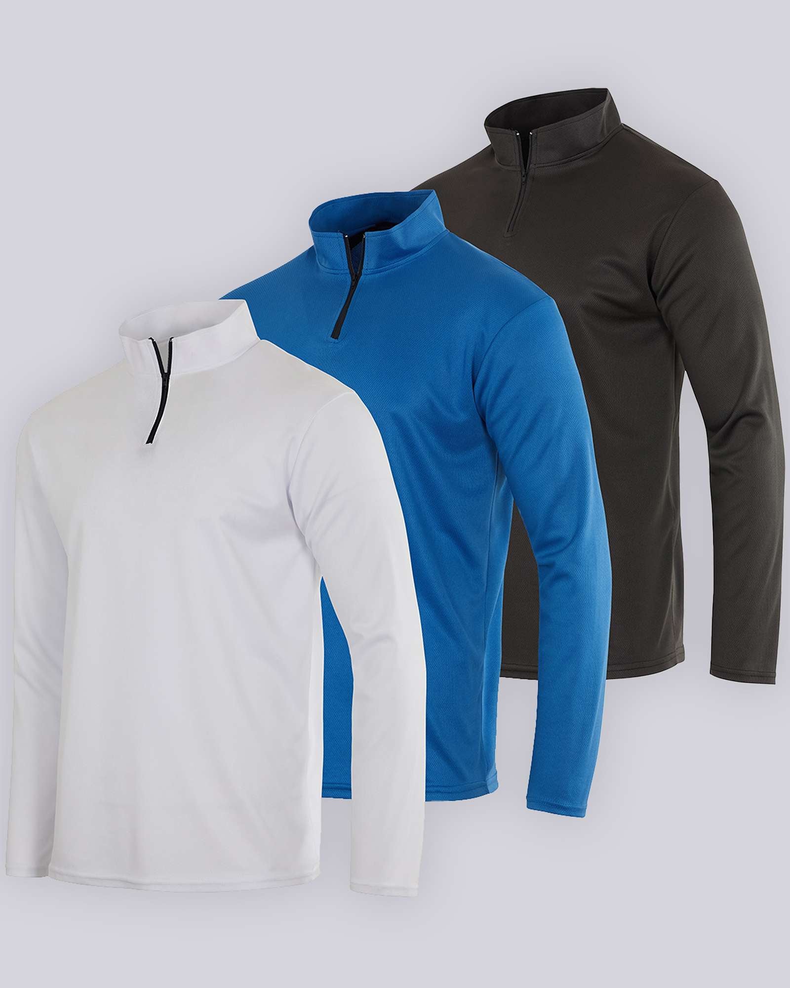 3 Pack: Mens Mesh Active Quarter Zip Pullover