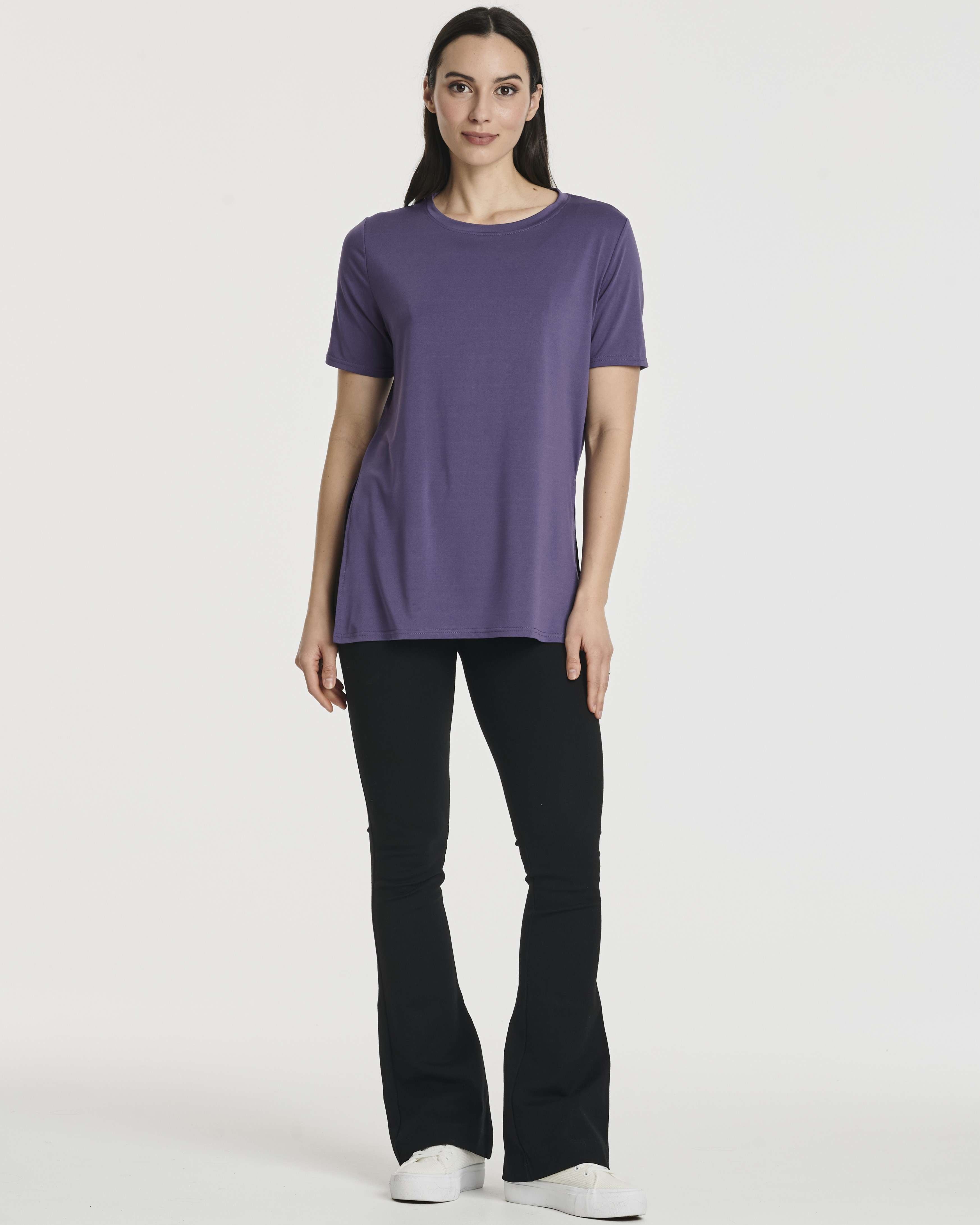 5 Pack: Women's Short Sleeve Crew Relaxed Yoga Top (Available in Plus Size)