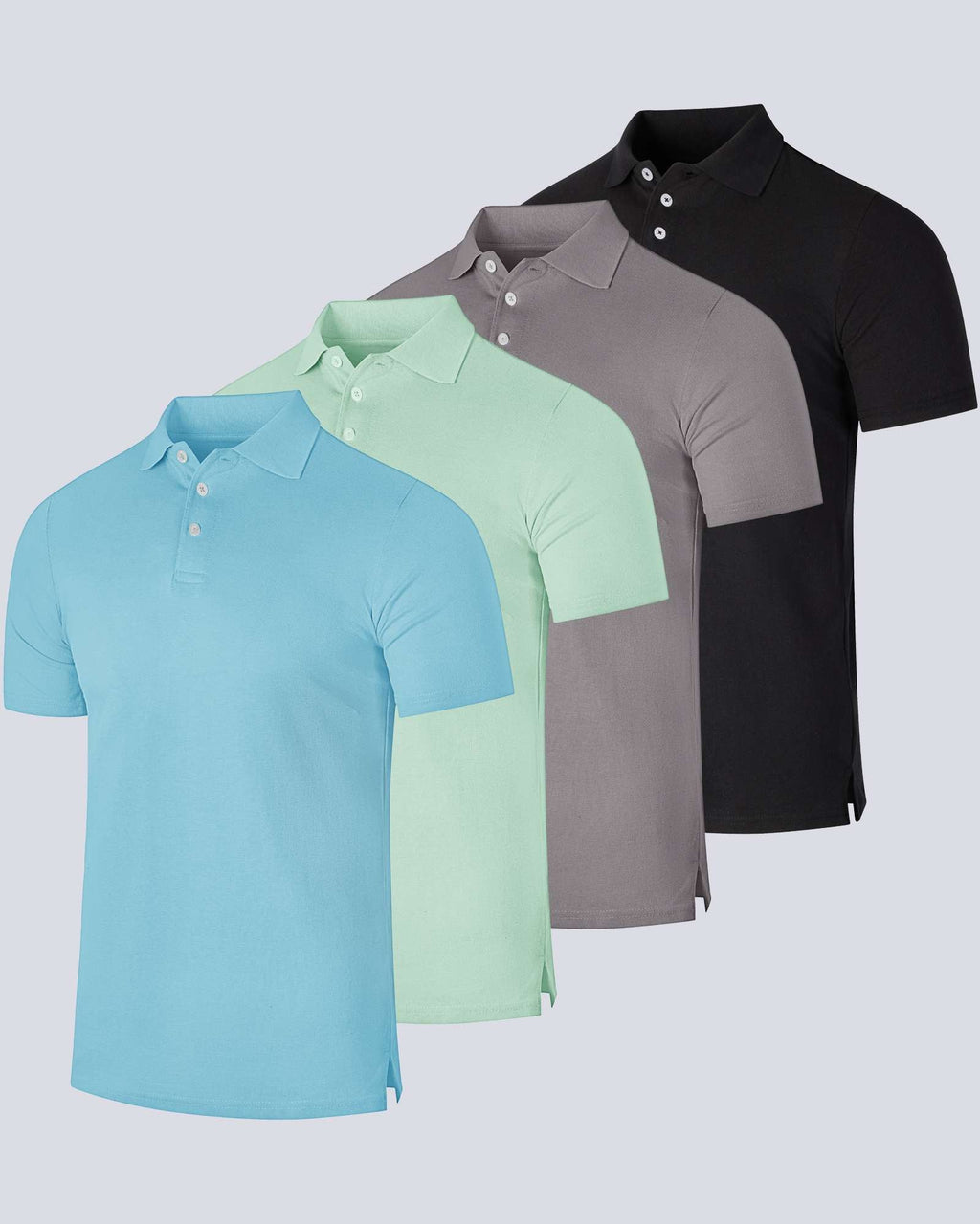 4 Pack: Men's Cotton Pique Short Sleeve Polo Shirt - Performance Polo (Available In Big & Tall)