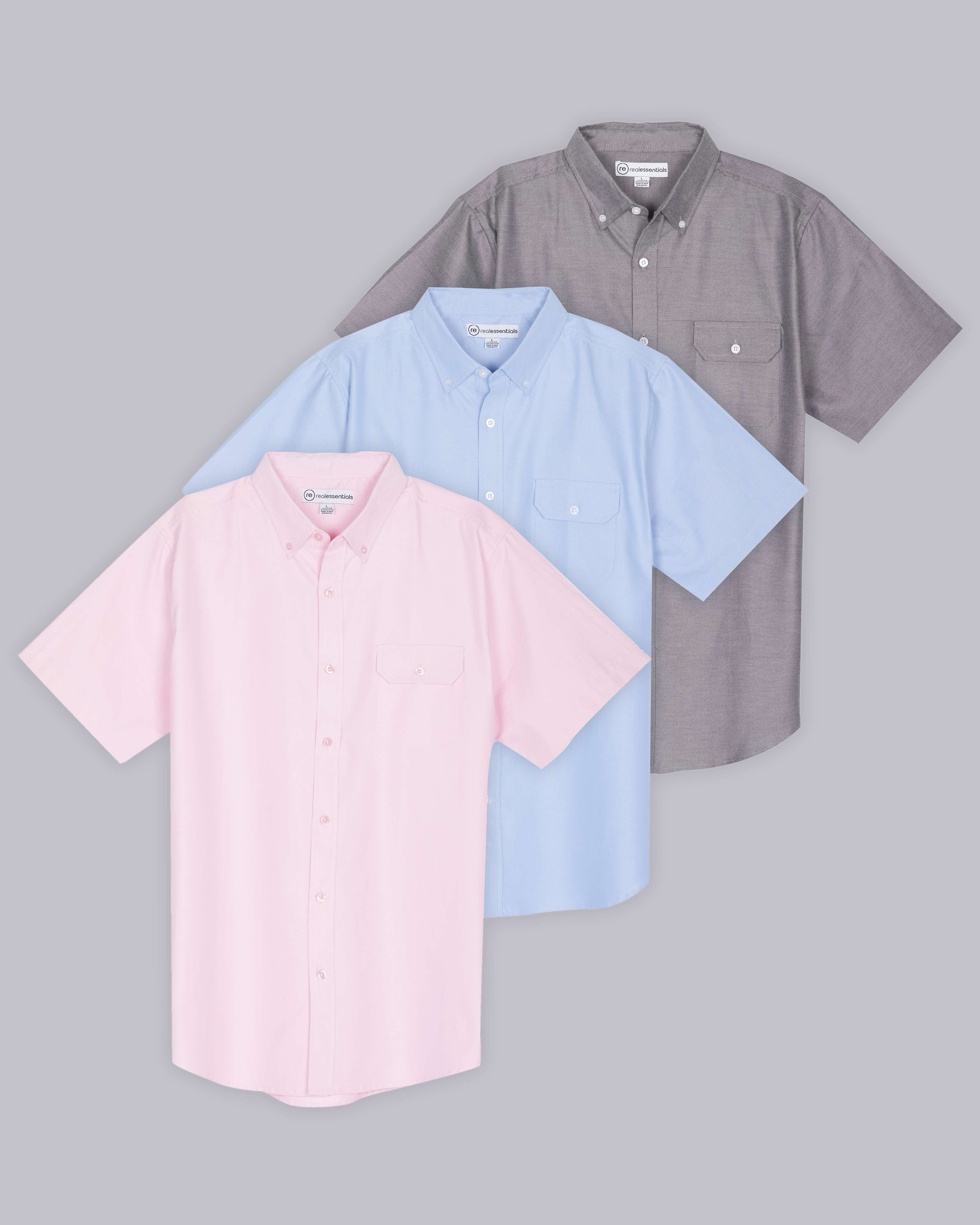 3 Pack: Men's Short-Sleeve Oxford Shirt (Available in Big & Tall)