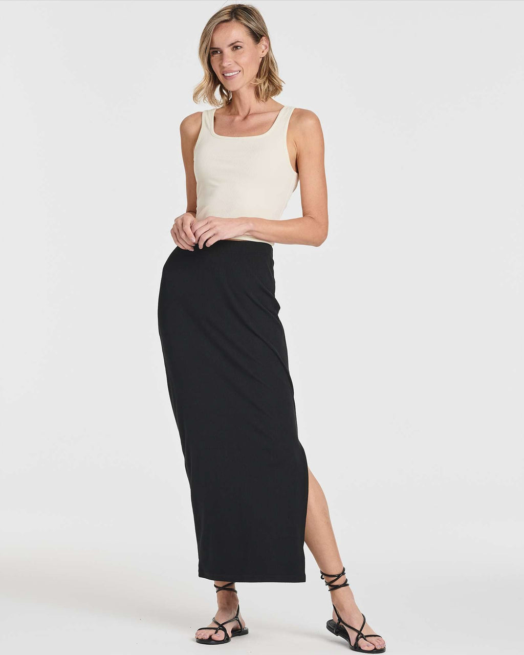 3 Pack: Women's Ribbed High Waisted Maxi Skirt
