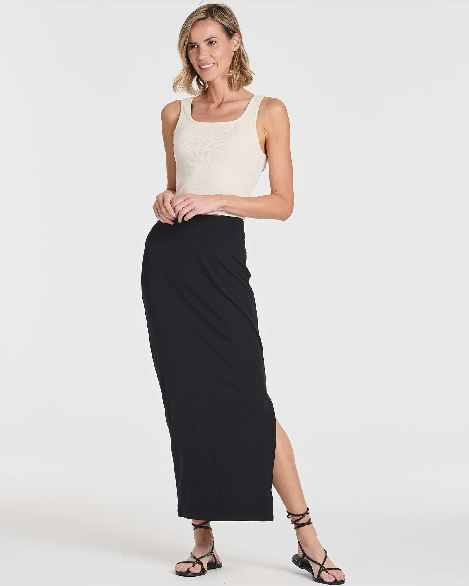 3 Pack: Women's Ribbed High Waisted Maxi Skirt