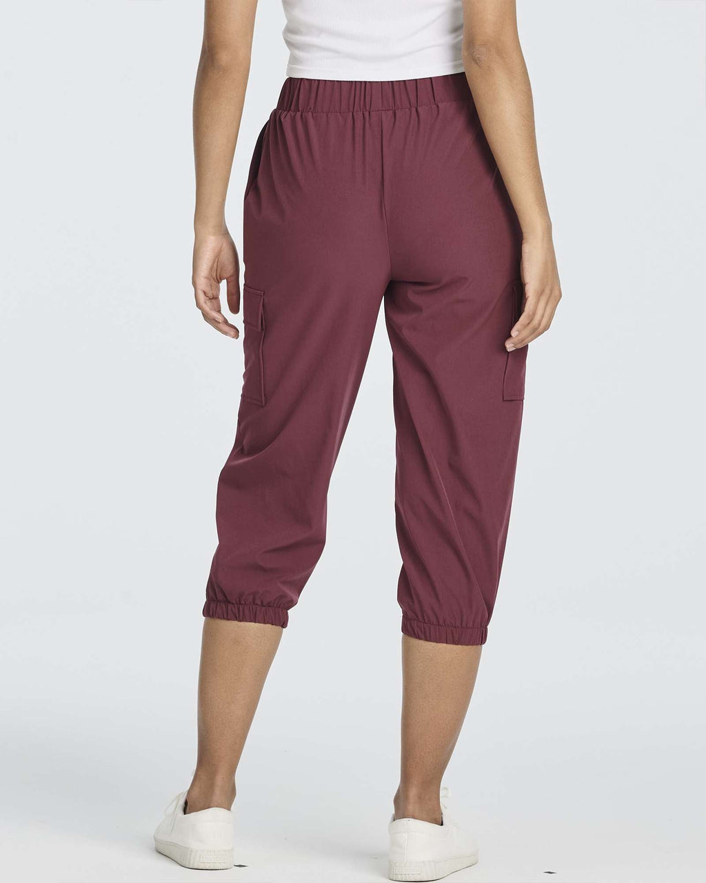 3 Pack: Women's Woven Cargo Capri Jogger Pants