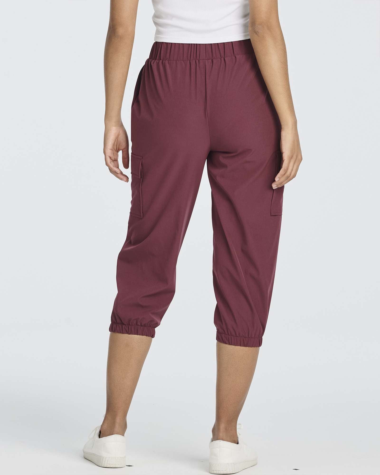 3 Pack: Women's Woven Cargo Capri Jogger Pants