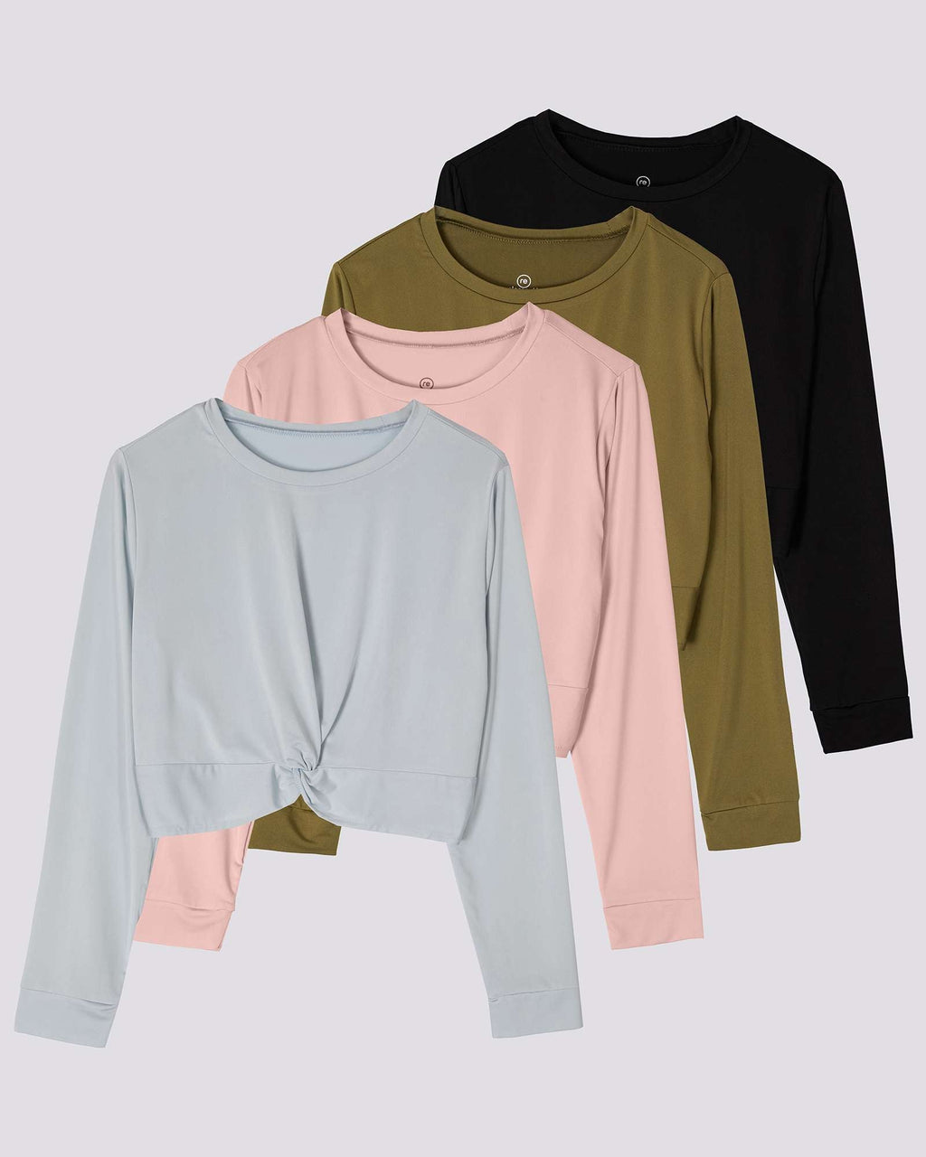 4 Pack: Women's Long-Sleeve Twist Front T-Shirt (Available in Plus Size)