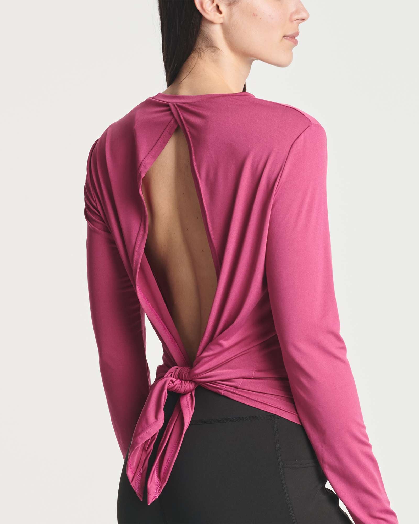 4 Pack: Women's Long-Sleeve Tie Back T-Shirt (Available in Plus Size)