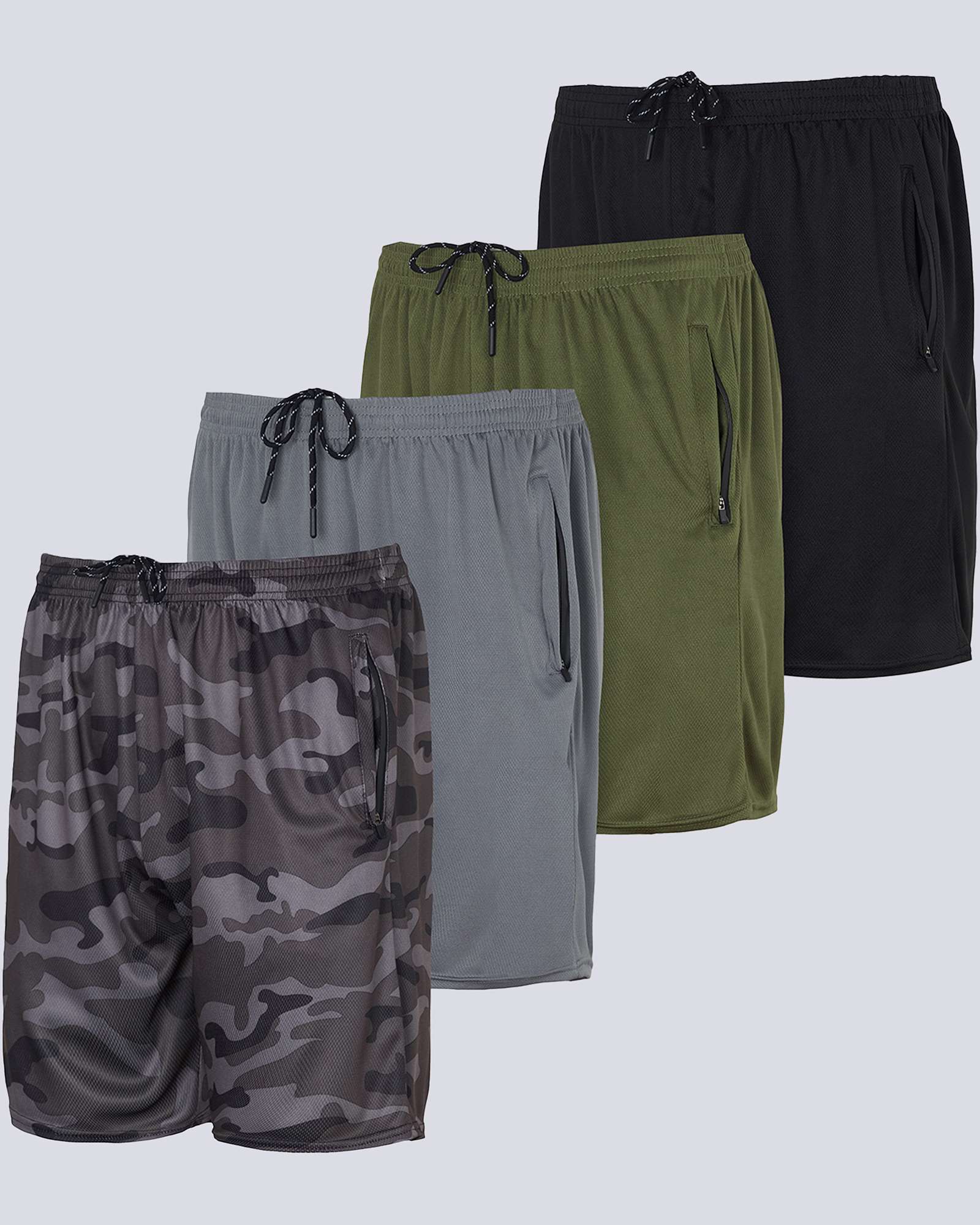 4 Pack: 7" Athletic Running Quick Dry Mesh Shorts with Zipper Pockets (Available In Big & Tall)