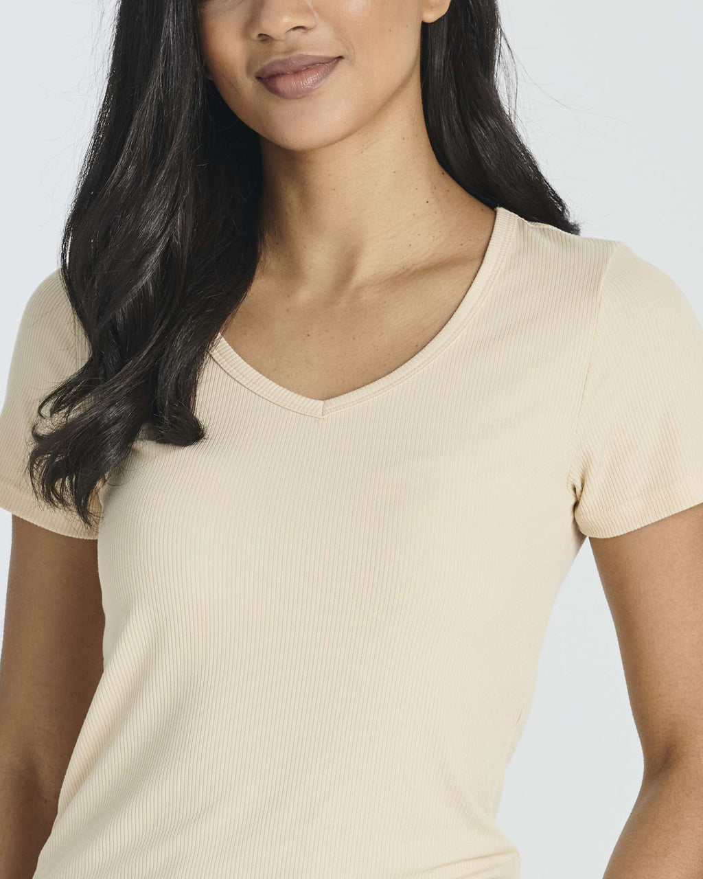 5 Pack: Women's Soft Ribbed Short Sleeve V-Neck T-Shirt