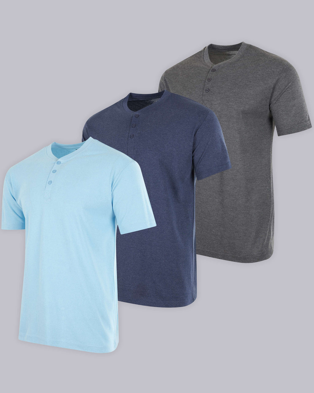 3 Pack: Mens Cotton Short Sleeve Henley T-Shirt
