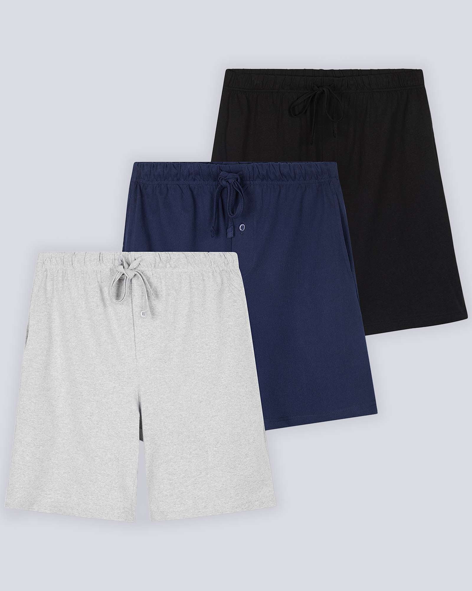 3 Pack:Mens Cotton Sleep Pajama Lounge Shorts