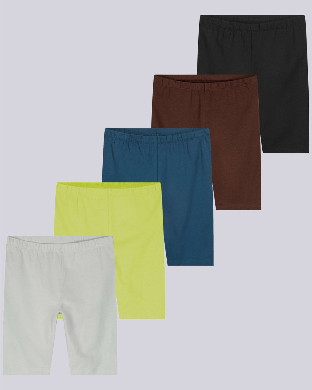 5 Pack: Girls' Cotton Spandex Biker Shorts