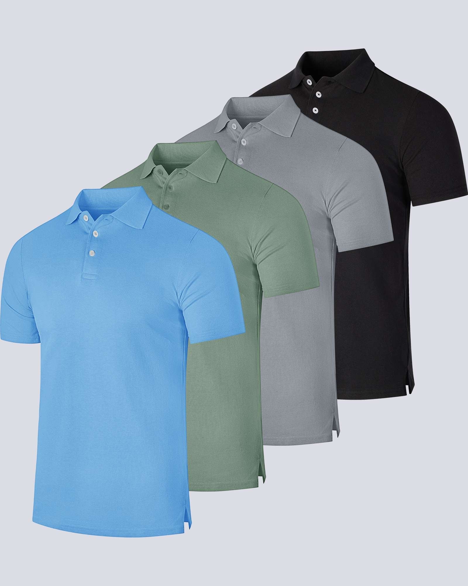 4 Pack: Men's Cotton Pique Short Sleeve Polo Shirt - Performance Polo (Available In Big & Tall)