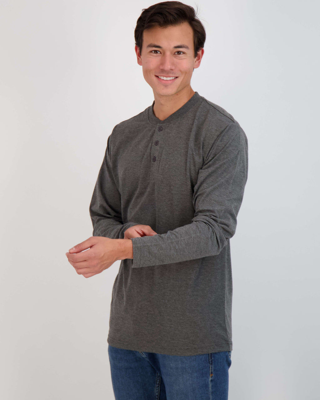 3 Pack: Mens Long Sleeve Cotton Henley T-Shirt