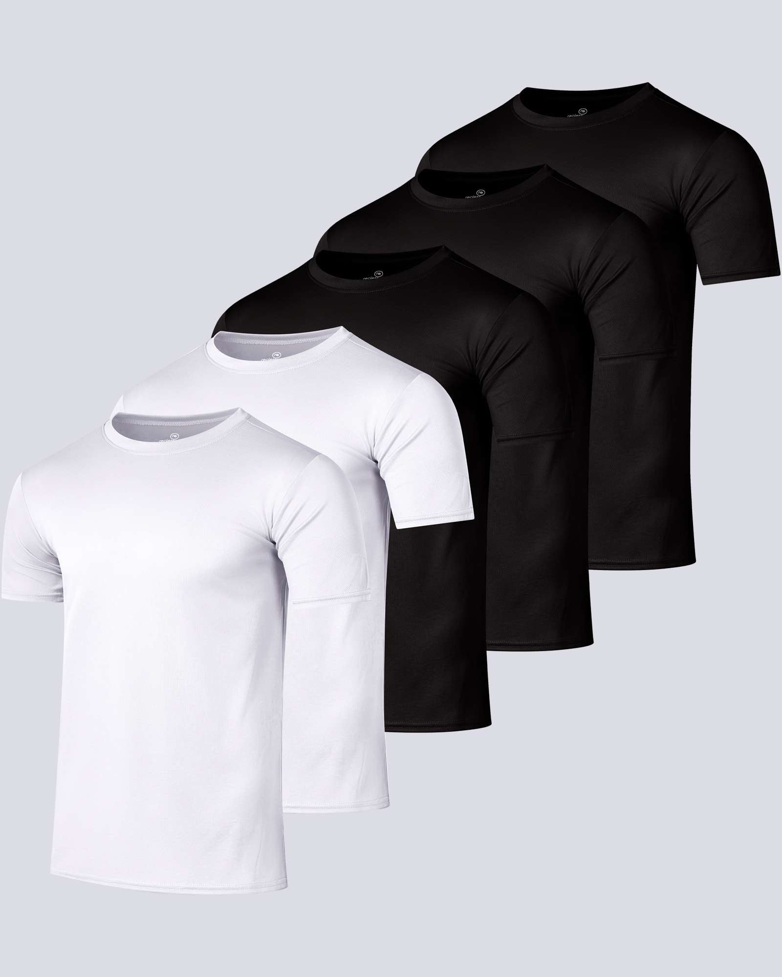 5 Pack: Men’s Mesh Short Sleeve Crew Active T-Shirt
