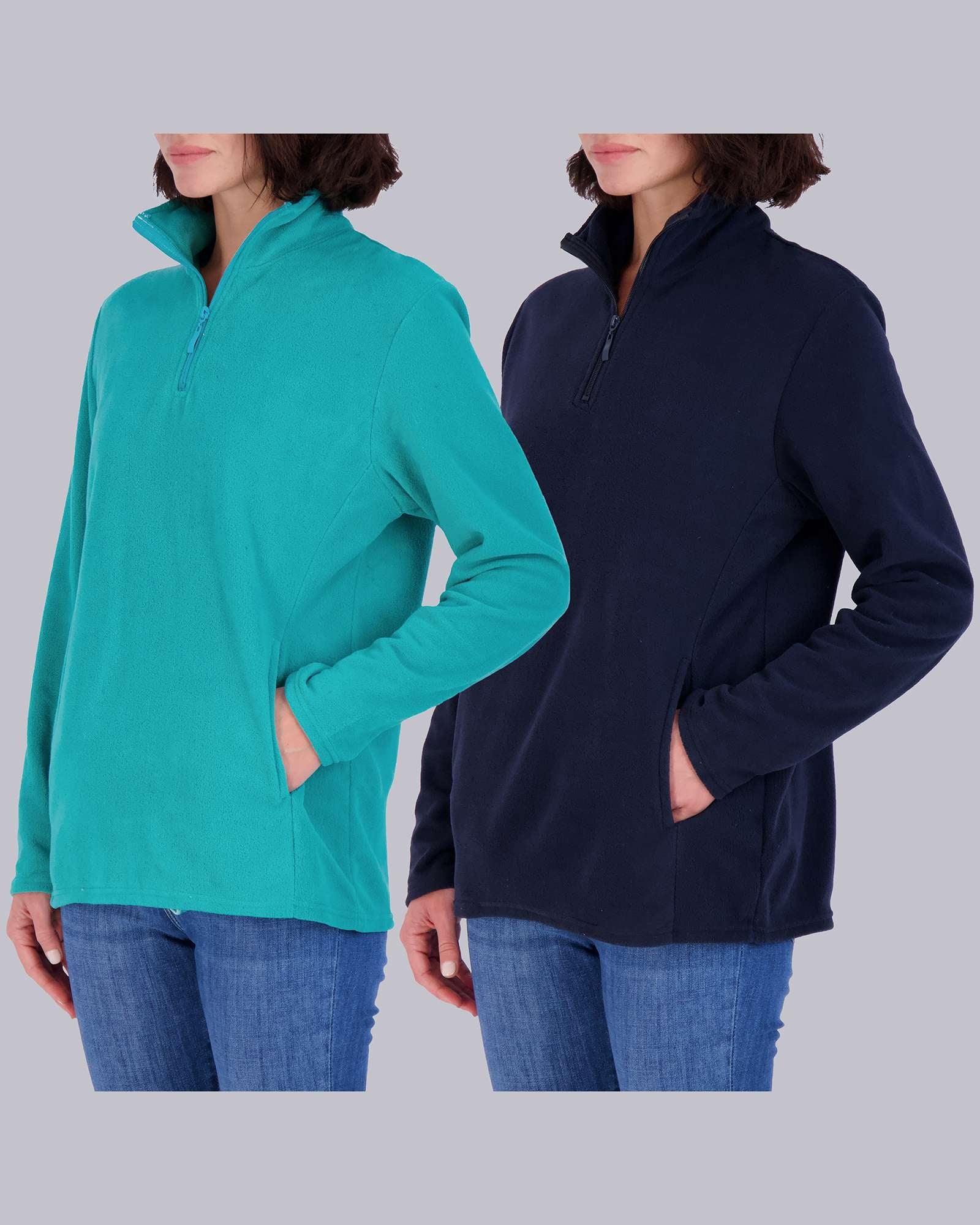 2 Pack: Women's Polar Fleece Long-Sleeve Quarter Zip Winter Jacket (Available in Plus Size)