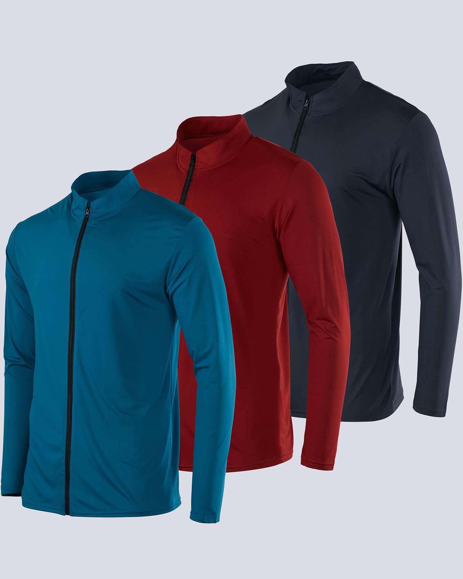 3 Pack: Mens Dry-Fit Full Zip Mock Neck Jacket