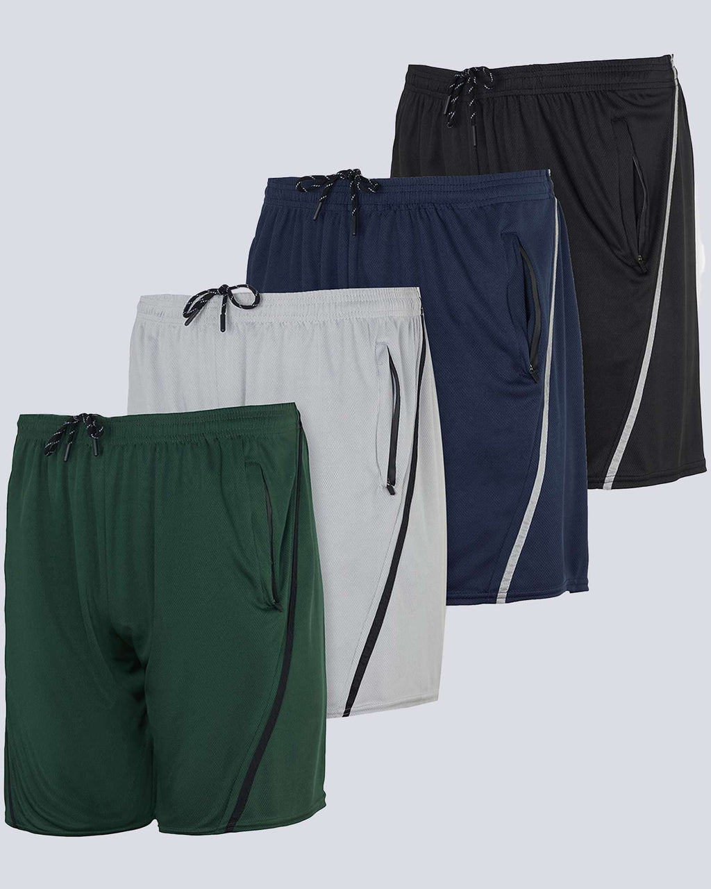 4 Pack: 7" Athletic Running Quick Dry Mesh Shorts with Zipper Pockets (Available In Big & Tall)